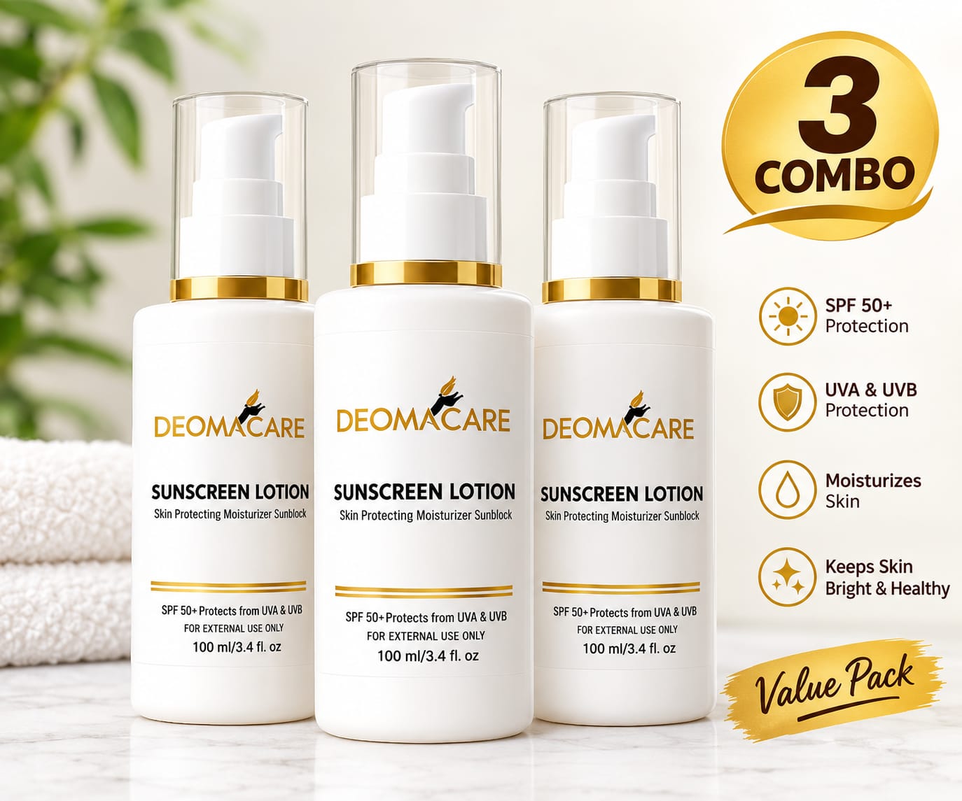 (Combo Pack) Deoma Sunscreen Lotion 3 pcs